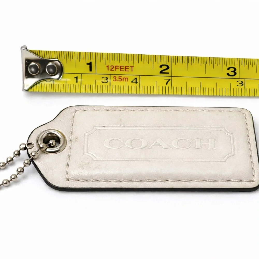 Coach 3” White - Large Hangtag Leather Keychain